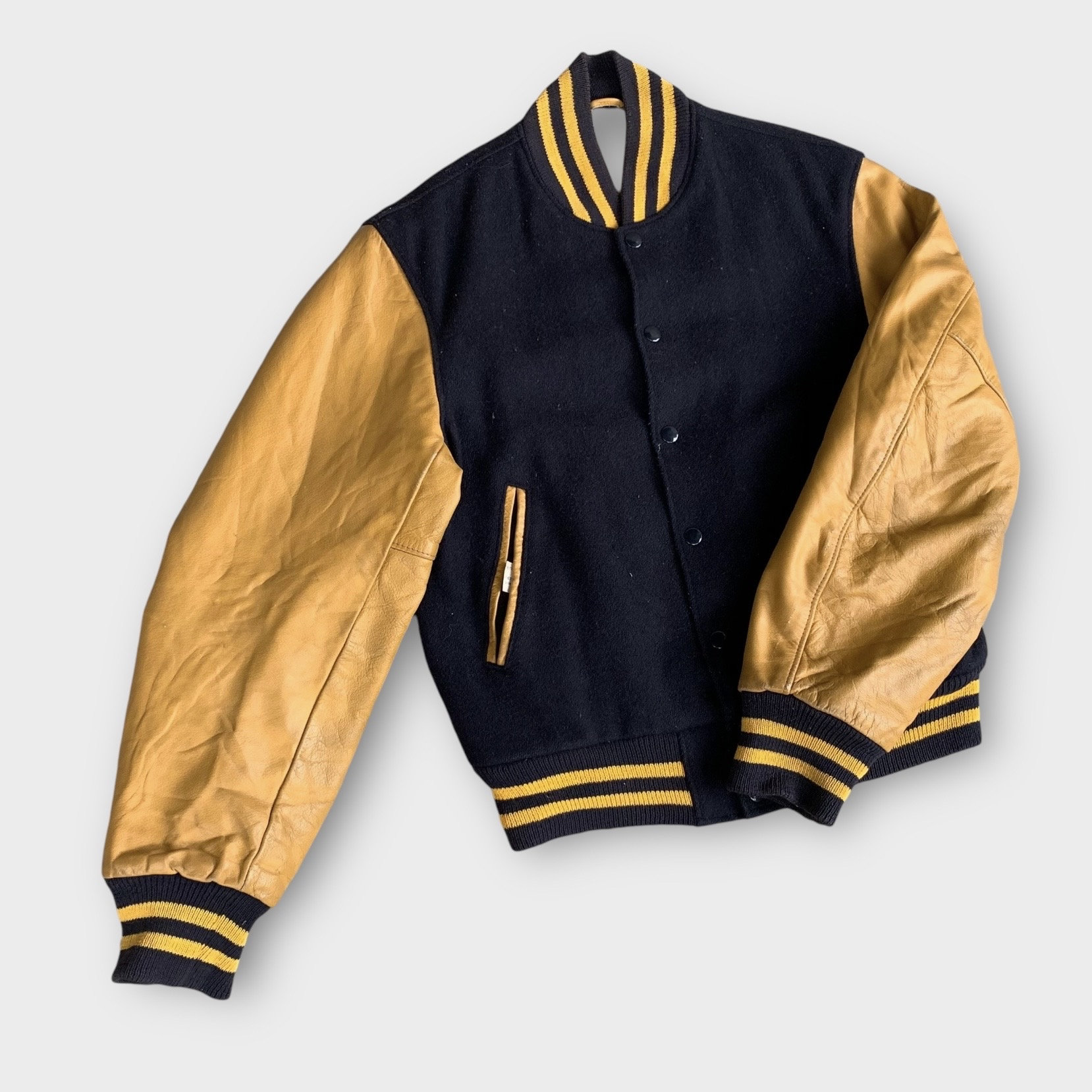 Rare! Vintage 90s Golden Bear Oslo Wool Varsity Leather