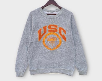 Vintage 1980s University Of Southern California CrewNeck Long Sleeve Sweatshirt Big Logo Vintage Clothing /University Fashion / Medium