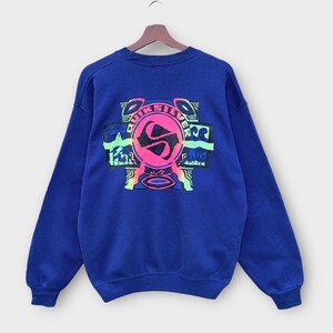 Selten ! Vintage 90er Jahre Quiksilver CrewNeck Langarm Sweatshirt Big Logo Vintage Männer Kleidung / Surf Fashion / Medium