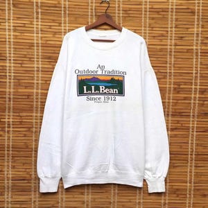 Vintage 1990er Jahre LL Bean Outdoor Crewneck Langarm Sweatshirt Big Logo Pullover Pullover Vintage Kleidung / L