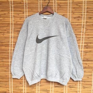 Vintage 90s Nike Big Swoosh Crewneck Long Sleeve Sweatshirt Big Logo Pull Over Jumper Vintage Men Clothing / M Baggy