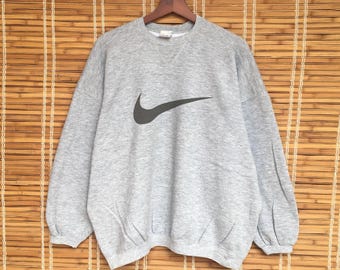 Vintage 90s Nike Big Swoosh Crewneck Long Sleeve Sweatshirt Big Logo Pull Over Jumper Vintage Men Clothing / M Baggy