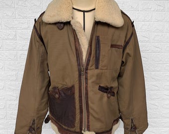 Giubbotto da aviatore vintage Avirex B3 Sherpa X Canvas in pelle di pecora / Grande