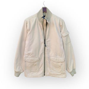 Vintage Penfield Beige Workwear Bomber Jacket - Utility Pocket Canvas Zip Up Military Style - Streetwear Chore Jacket  / Size M