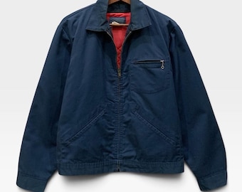 Vintage 80s 90s Oshkosh B Gosh Union Made Sanforized Navy Blue Detroit Work Jacket Quilted Lining Workwear Made In usa / Size M