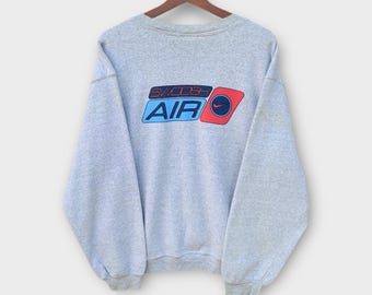 Sudadera vintage de los 90 Nike Air Swoosh de cuello redondo y manga larga con logo grande. Ropa vintage para hombre / Nike Block / Nike Swoosh / Talla M holgada