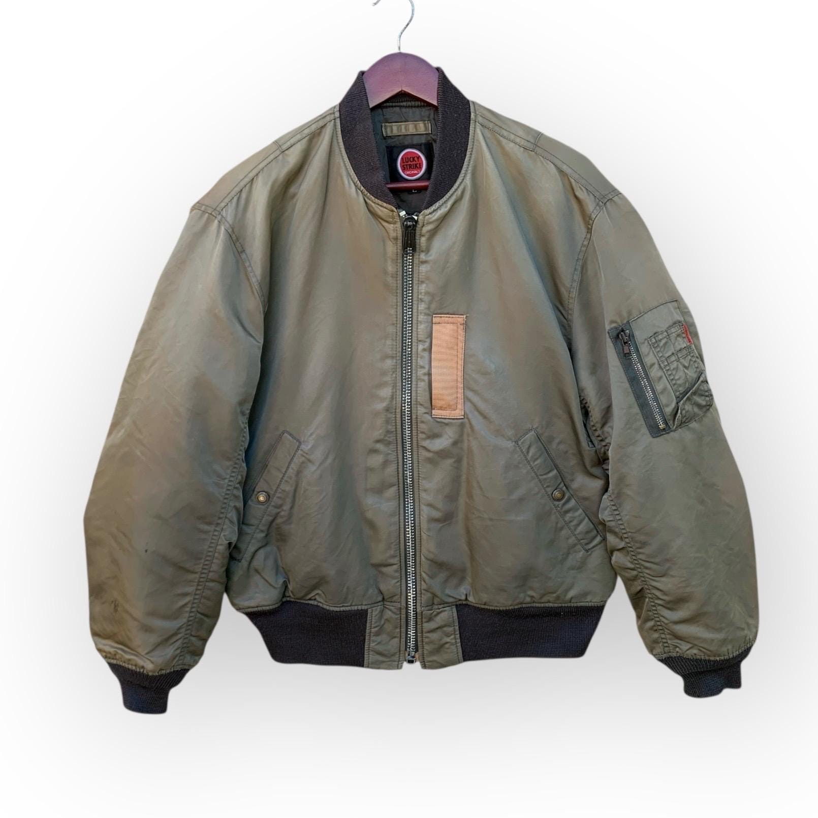 90s LUCKY STRIKE suède MA1 bomber jacket 90s LUCKY STRIKE suede