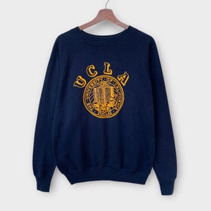 Rare! Vintage 1970s Ucla University Of California LA Crewneck Sweatshirt Velvet Logo / University Fashion / M