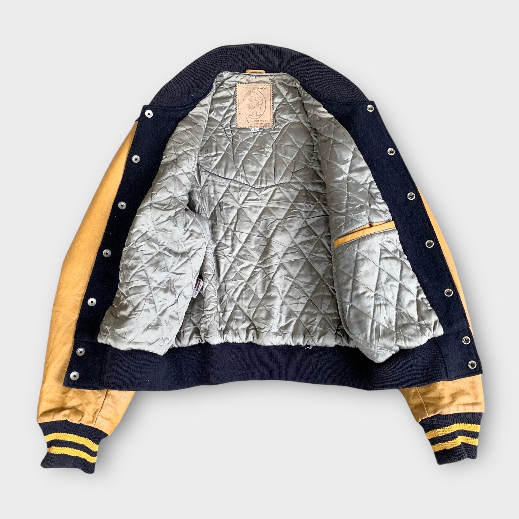 Rare! Vintage 90s Golden Bear Oslo Wool Varsity Leather