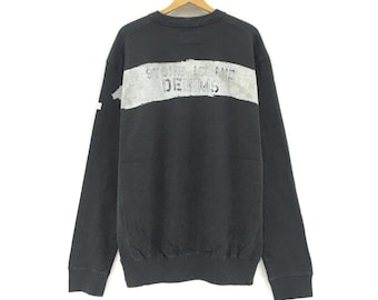Stone Island Denims Crewneck Long Sleeve Sweatshirt Spell Out Big Logo Pull Over Jumper / Italian Luxury / XL Fit