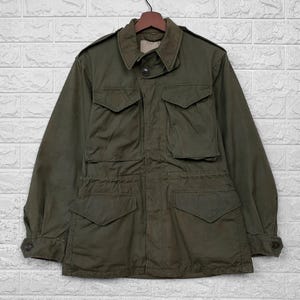 M43 WWII Field Jacket True Vintage M1943 - US Army Militär Mantel Grün - 40er Jahre WW2 Inspektor Ausgestellt / Größe S