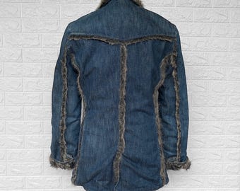 BACK BONE JAPAN Vintage Fake Fur Denim Jacket - Japanese Fashion