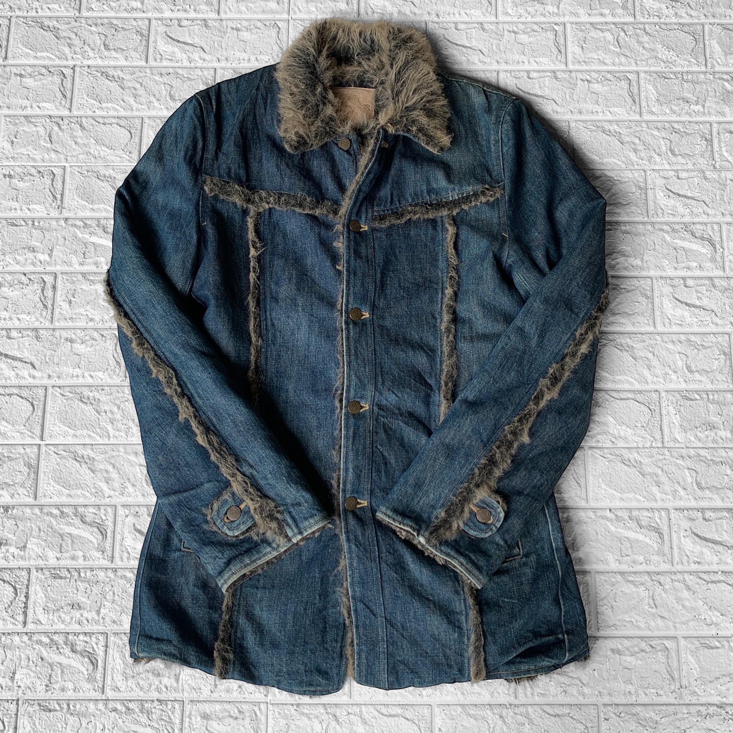 BACK BONE JAPAN Vintage Fake Fur Denim Jacket - Japanese Fashion