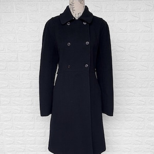 Issey Miyake Tsumori Chisato Dress Coat Double Breasted Wool Overcoat Black  / Size M