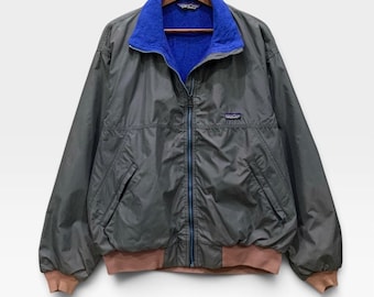 Rare! Vintage F8 1980s Patagonia Nylon Fleece Lining Bomber Jacket Vintage Gray Classic 80s Patagonia Made In Usa  / Size L