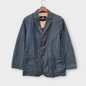 Vintage Aquascutum Of London England Denim Coat Blazer Vintage Clothing Menswear Jacket Made In Japan / Size M
