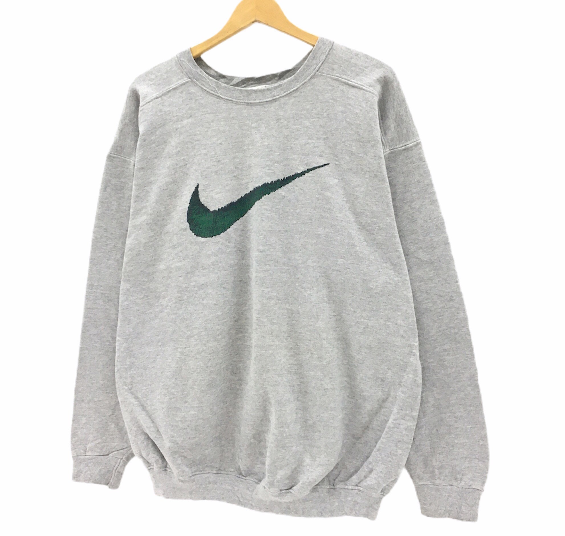 品質検査済 Long Crewneck Swoosh Big Nike 90s Vintage Rare Sleeve Etsy - Fit Large / Clothing Men Vintage Jumper Over Pull Logo Big Sweatshirt トップス