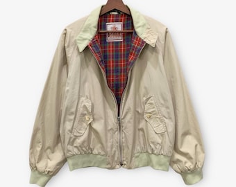 RARE! Vintage 1970s Baracuta G9 Harington Jacket Plaid Lining Zipper OPTI Vintage Men Clothing Barucuta Jacket Made In England / M