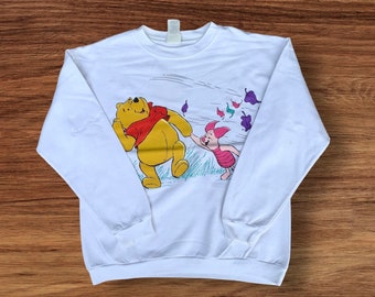 Nice! Vintage 90s POOH  Crewneck Long Sleeve Sweatshirt Big Logo Vintage Clothing / Pooh Character /Walt Disney/ Size S