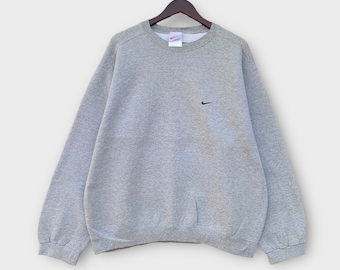 Vintage 90s Nike Small Swoosh CrewNeck Long Sleeve Sweatshirt Embroidered Logo Men Clothing / Streetwear Fashion/ Size L
