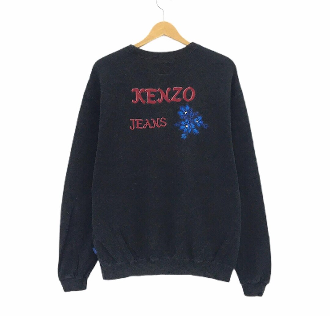 Felpa girocollo a maniche lunghe con fiori Kenzo Jeans e logo