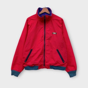 Vintage 1980s LL BEAN Nylon Zipper Light Jacket Fleece Lining Vintage Mens Clothing Outdoor Style Bomber Jacket  / L