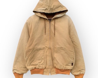 Chaqueta con capucha y cremallera de lona para exteriores WALLS, estilo vintage de los años 90 / Chaqueta de lona estilo Carhartt / Talla M