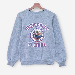 Rare! Vintage 1980s Jerzees University Of Florida  Crewneck LongSleeve Sweatshirt University Big Logo / University Fashion / Small