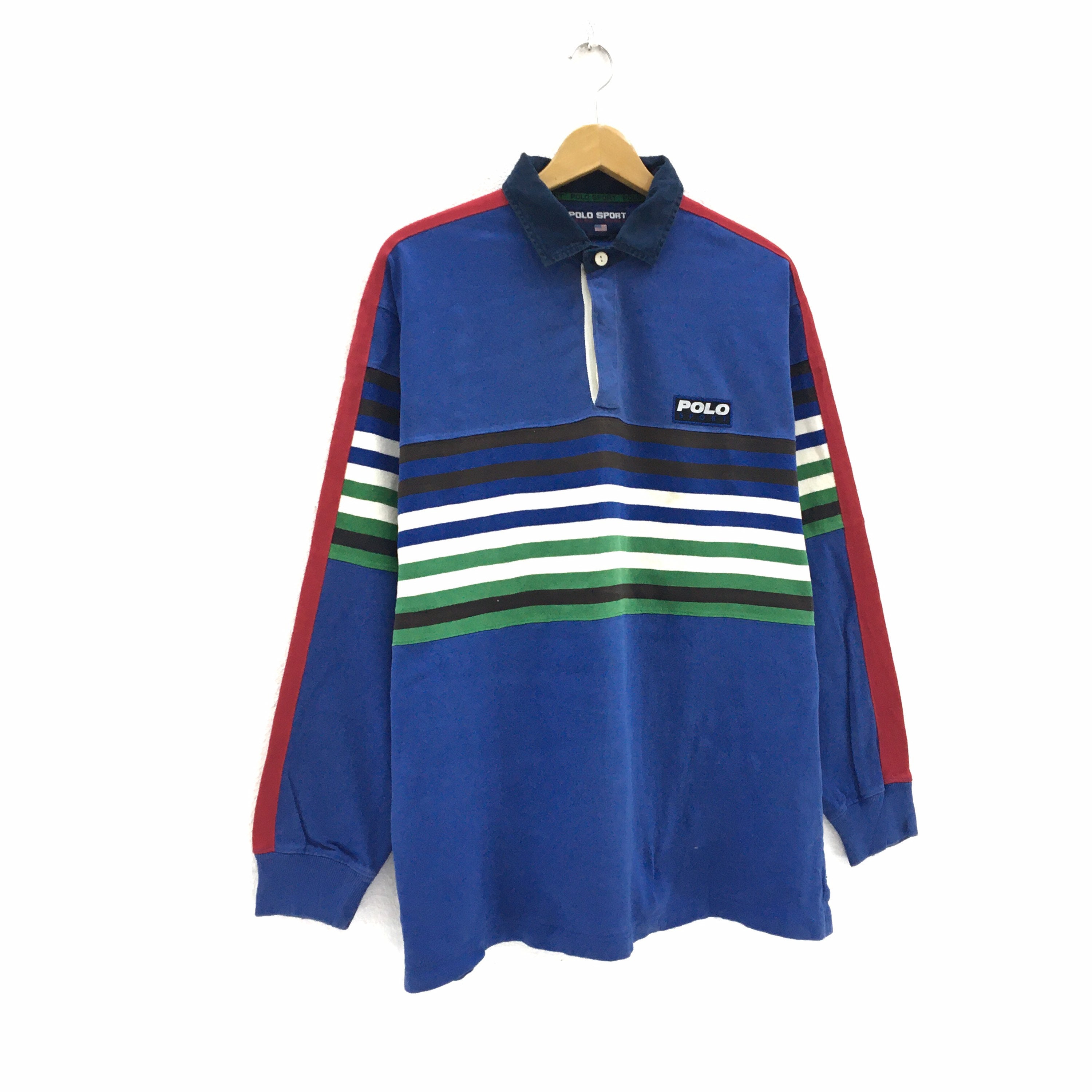 90s POLO SPORTポロ スポーツ ラルフローレン ボーダー ロゴ刺繍