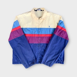 Vintage 90s Polo Ralph Lauren Harrington Stripe Colour Block jacket Vintage Polo Ralph lauren Small Logo / L