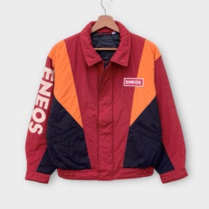 Vintage Eneos Racing Jacket Colorblock Light Jacket Zip Up Japanese Motorsport Jacket / Vintage Racing / Size M