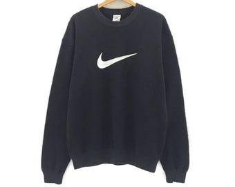 Vintage 1990s Nike Big Swoosh Crewneck Long Sleeve Sweatshirt Big Logo Jumper Vintage Men Clothing / L
