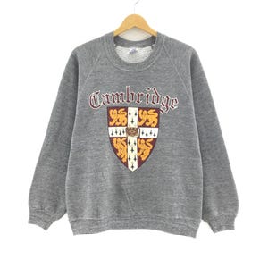 Nice! Vintage 1980s Cambridge University Rayon CrewNeck Long Sleeve Sweatshirt BigLogo PullOver Jumper Men Clothing / Medium