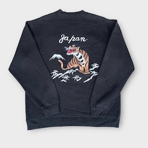 Tiger Japan Sukajan CrewNeck Sweatshirt Embroidered Logo Jumper / Japanese brand / Japanese Fashion / L