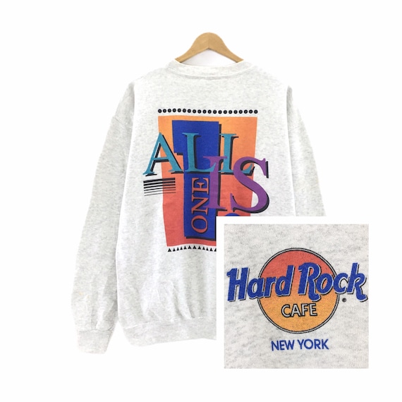 Rare! Vintage HARD ROCK Cafe New York All is One Crewneck Long 