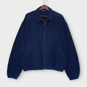 Vintage 90s Polo Ralph Lauren Fleece Jacket Embroidered Logo Vintage Clothing / Size XL