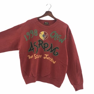 Rare! Vintage 45RPM Studio Crewneck Long Sleeve Sweatshirt Spell Out Big Logo  / Japanese brand 1998 / Japanese Fashion / Small Fit