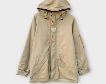 Vintage 1990s Alpha Industries Cold Weather Parka Jacket Made In Usa Colour Khaki Hoodie Military Field Coat / Size L