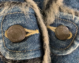 BACK BONE JAPAN Vintage Fake Fur Denim Jacket - Japanese Fashion