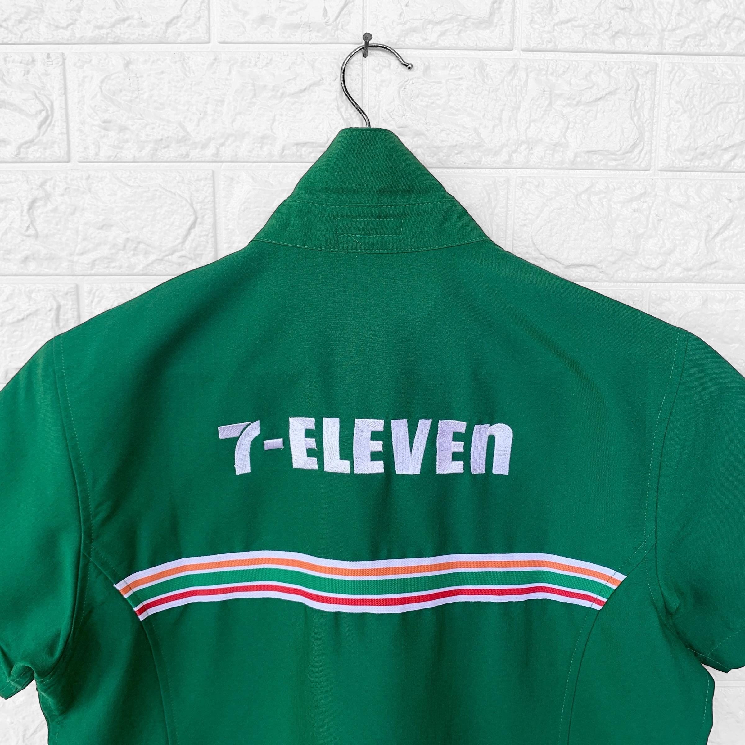 イングランド代表 vintage print uniform Vintage Seven Eleven Uniform Workers Zipper Shirt Made in