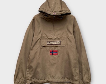 Napapijiri Geographic Rainforest Nylon Anorak Coupe-vent Doublure Polaire Homme Vêtements Outdoor Veste à capuche zippée / XL