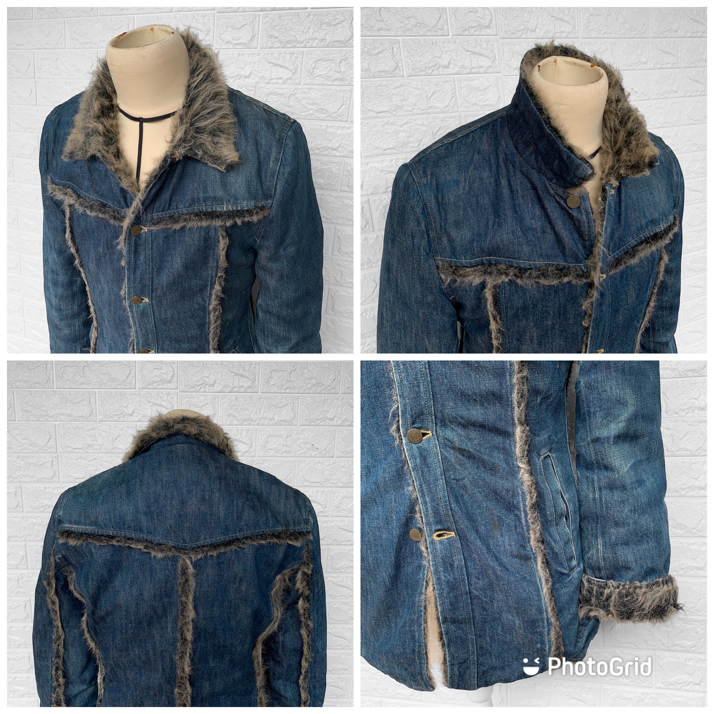 BACK BONE JAPAN Vintage Fake Fur Denim Jacket - Japanese Fashion