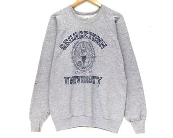 Rare! Vintage 1980s Fruit Georgetown University Crewneck LongSleeve Sweatshirt BigLogo University PullOver / university Fashion / Medium