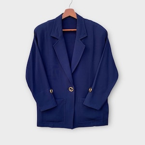 Vintage 1990s MISS DIOR Christian Dior Women Wool Blazer Jacket Single Button / Size L