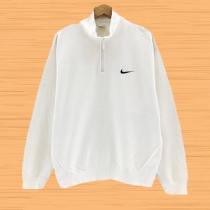 Vintage 90s Nike Small Swoosh Half Zipper Long Sleeve Sweatshirt Embroidered Logo Vintage Men Clothing  / Streetwear / Fit