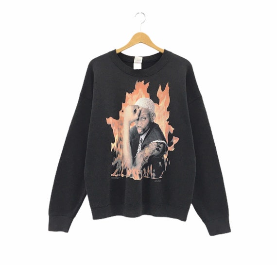 Rare! Vintage 90s Dennis Rodman Fire Crewneck Long Sleeve  