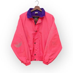 Vintage 1990s Adidas Windbreaker jacket Lining Fleece Big Logo Vintage Clothing Sportswear / Size L
