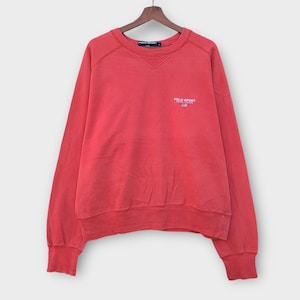 Sudadera vintage de los años 90 con cuello redondo y logo bordado de Ralph Lauren, ropa vintage de Ralph Lauren, talla grande