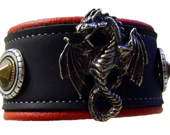 Lederarmband Drache Drachenkampf 2-Farbig Armband