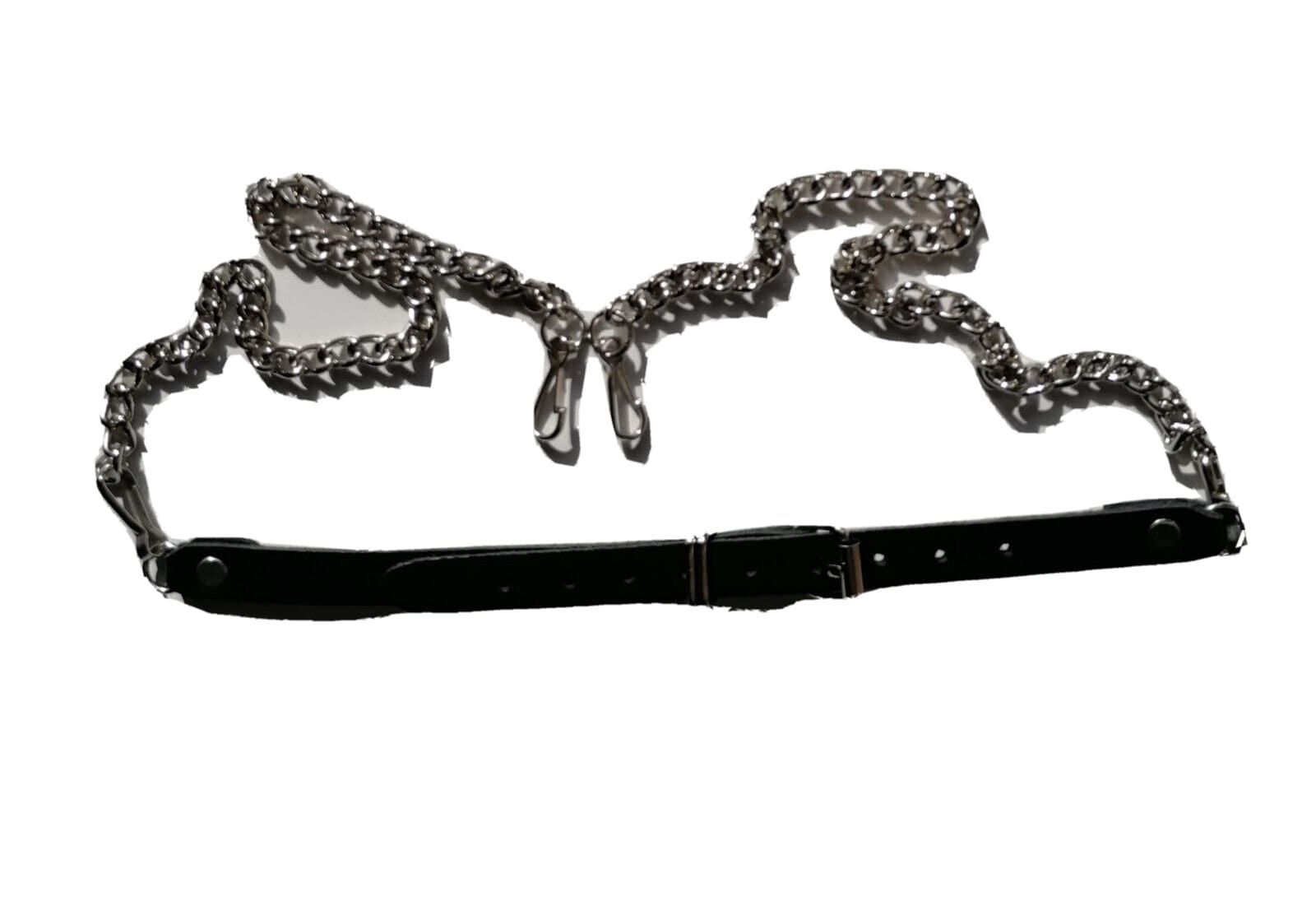 Cntura Monogram Nera N Pelle Con Catena E Nappna N Metallo Dorato - Foto 5